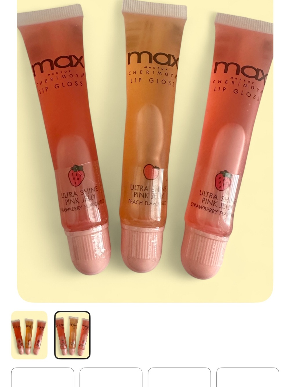 Cherimoya Ultra Shine Pink Jelly Lip Gloss Trio - Strawberry & Peach
